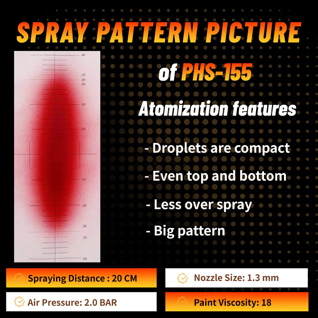 Porphis PHS-155 MP Nozzle 1.3 / 1.8 mm Spray Gun - NEW TEFLON COATING