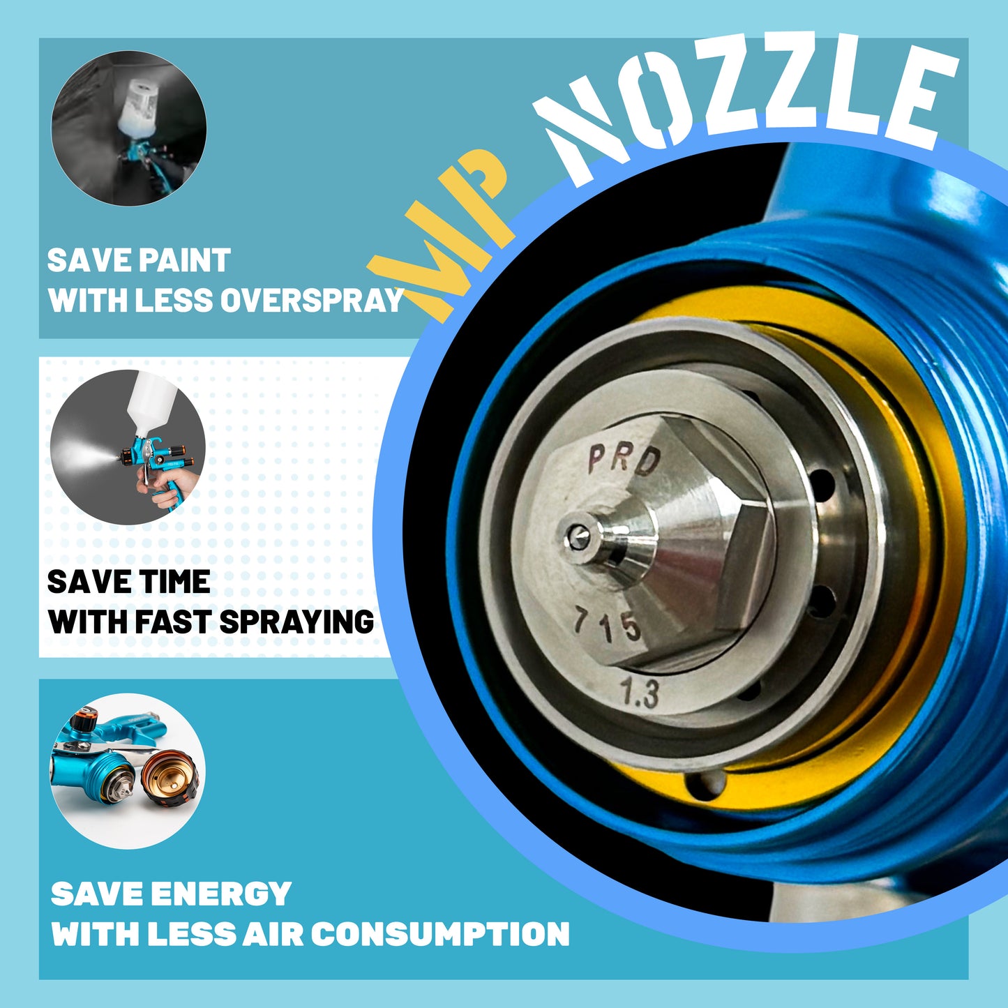 Porphis PRD-717 1.3mm VS & PRD-715 MP 1.3mm Professional Spray Gun COMBO - OOS