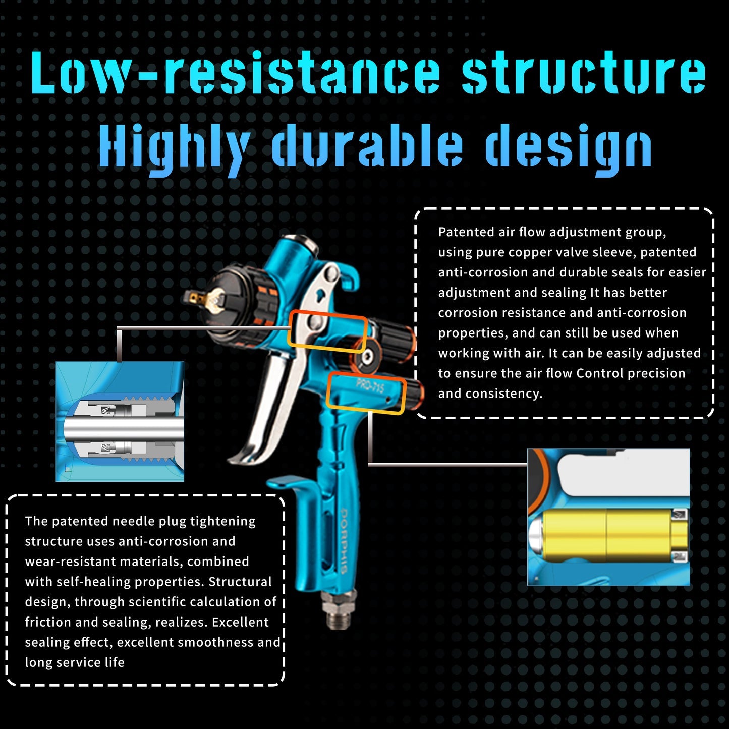 Porphis PRD-715 MP Nozzle 1.3mm Professional Spray Gun