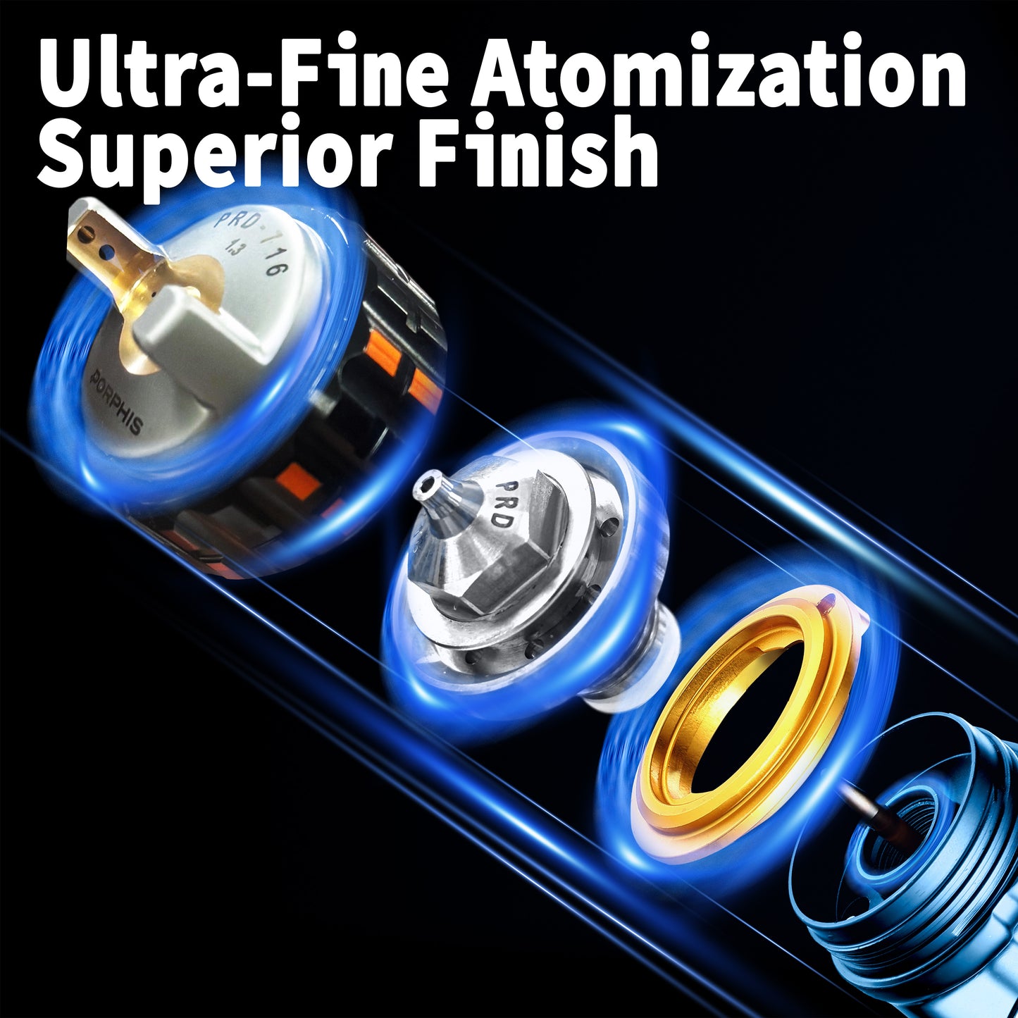 Porphis PRD-716 HVLP Nozzle 1.3mm Professional Spray Gun