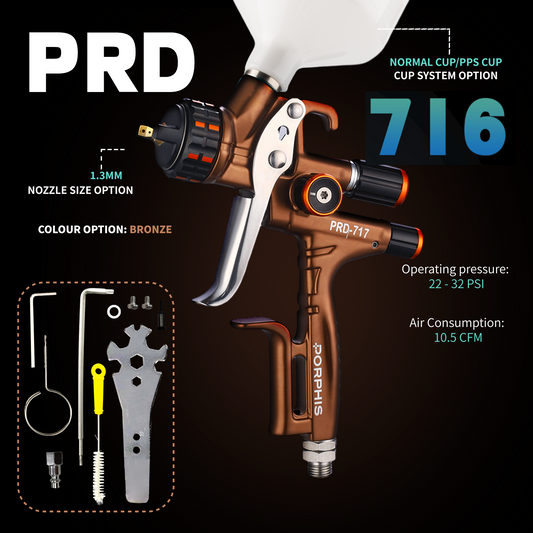Porphis PRD-716 HVLP Nozzle 1.3mm Professional Spray Gun