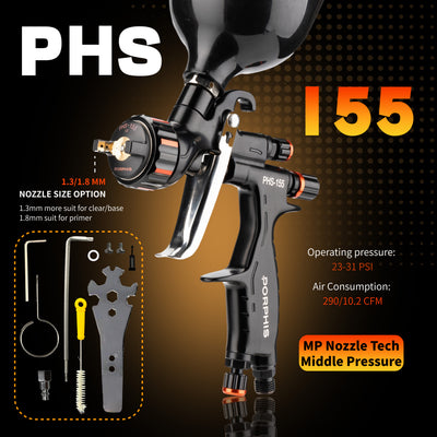 Porphis Professional Full System Spray Gun Bundle - PHS-155, PRD-715, PRD-717