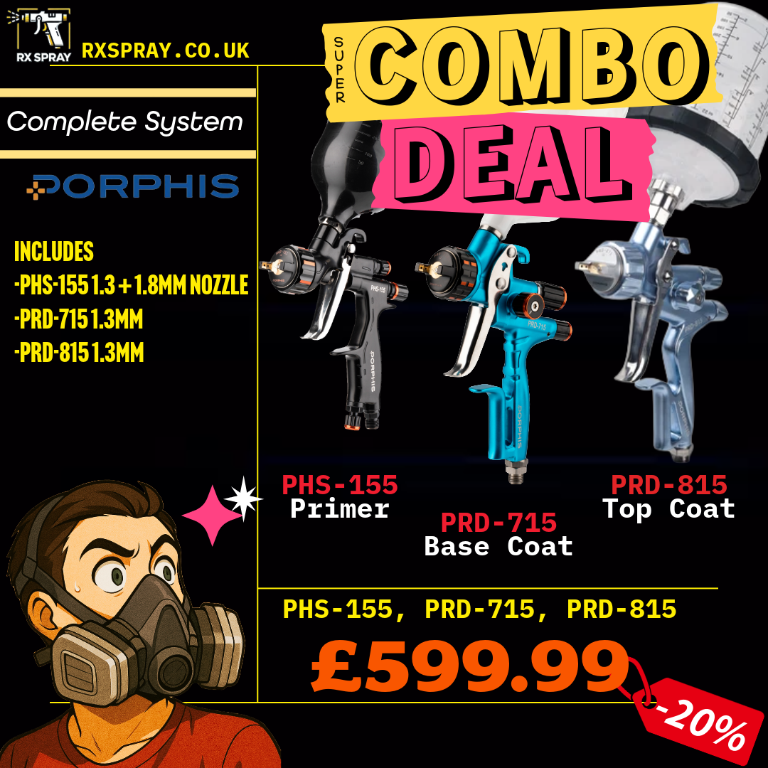 Porphis Professional Full System Spray Gun Bundle - PHS-155, PRD-715, PRD-815