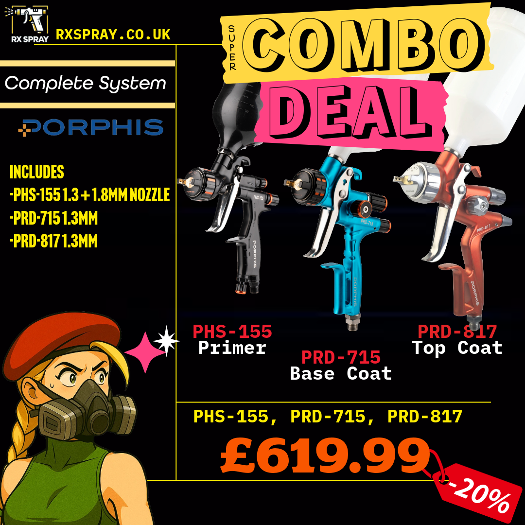 Porphis Professional Full System Spray Gun Bundle - PHS-155, PRD-715, PRD-817