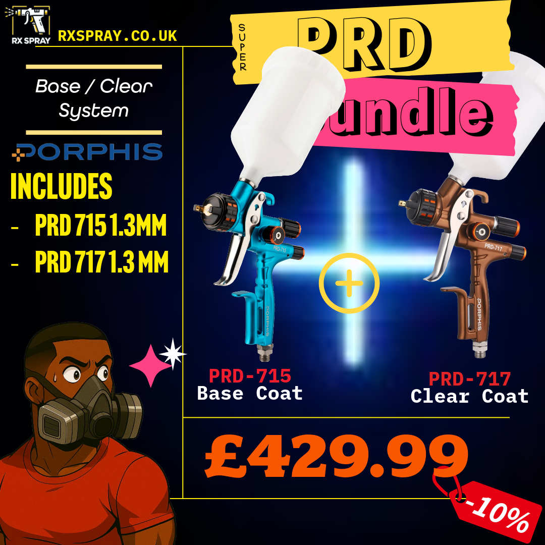 Porphis PRD-717 1.3mm VS & PRD-715 MP 1.3mm Professional Spray Gun COMBO