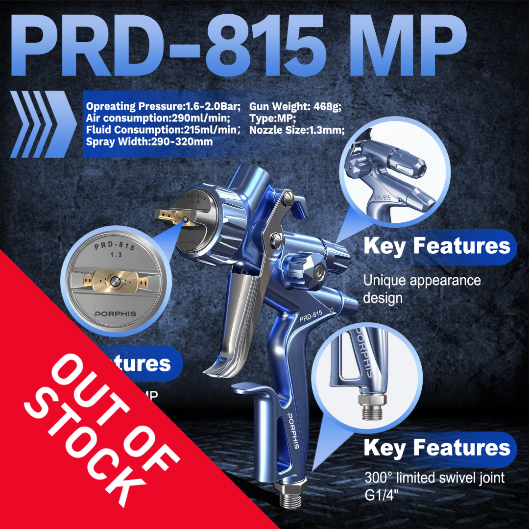Porphis PRD-815 MP 1.3mm Professional Spray Gun + PPS 1.0 Adapter & PPS Cup