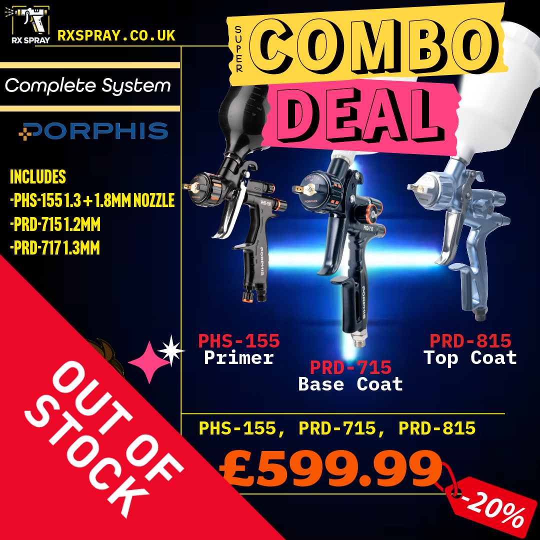 Porphis Professional Full System Spray Gun Bundle - PHS-155, PRD-715, PRD-815