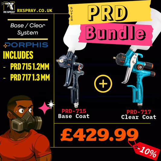 Porphis PRD-717 1.3mm VS & PRD-715 MP 1.2mm Professional Spray Gun COMBO