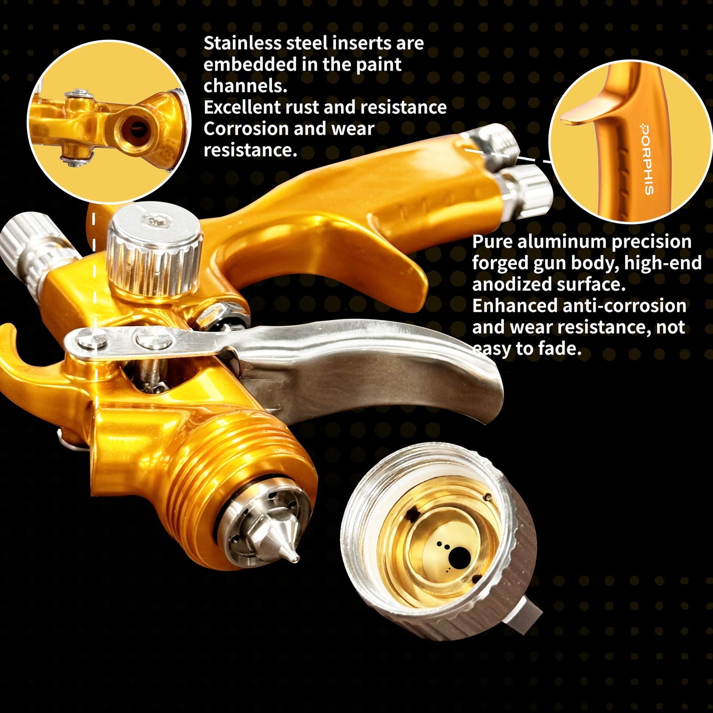 Porphis MPH-338 LVLP Nozzle 1.0 mm MINI Spray Gun