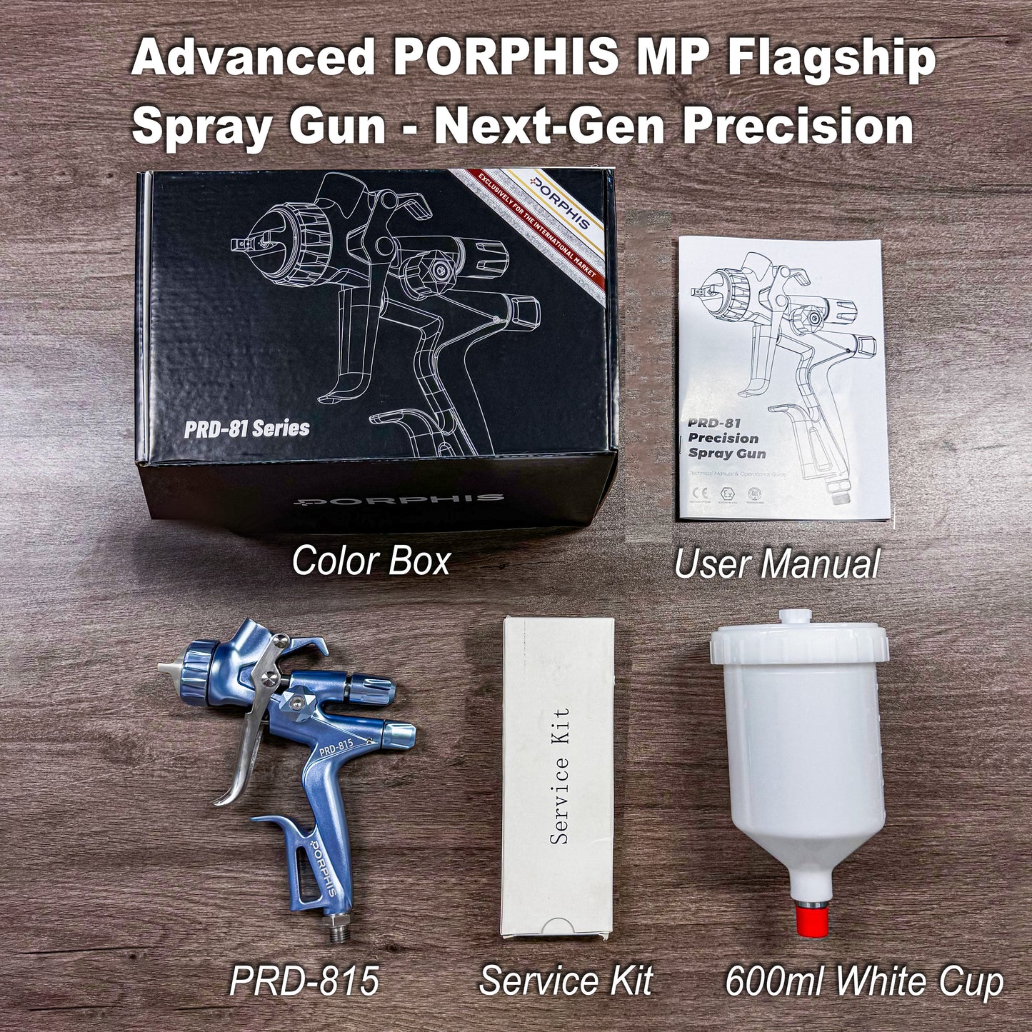 Porphis PRD-815 MP 1.3mm Professional Spray Gun + PPS 1.0 Adapter and PPS Cup