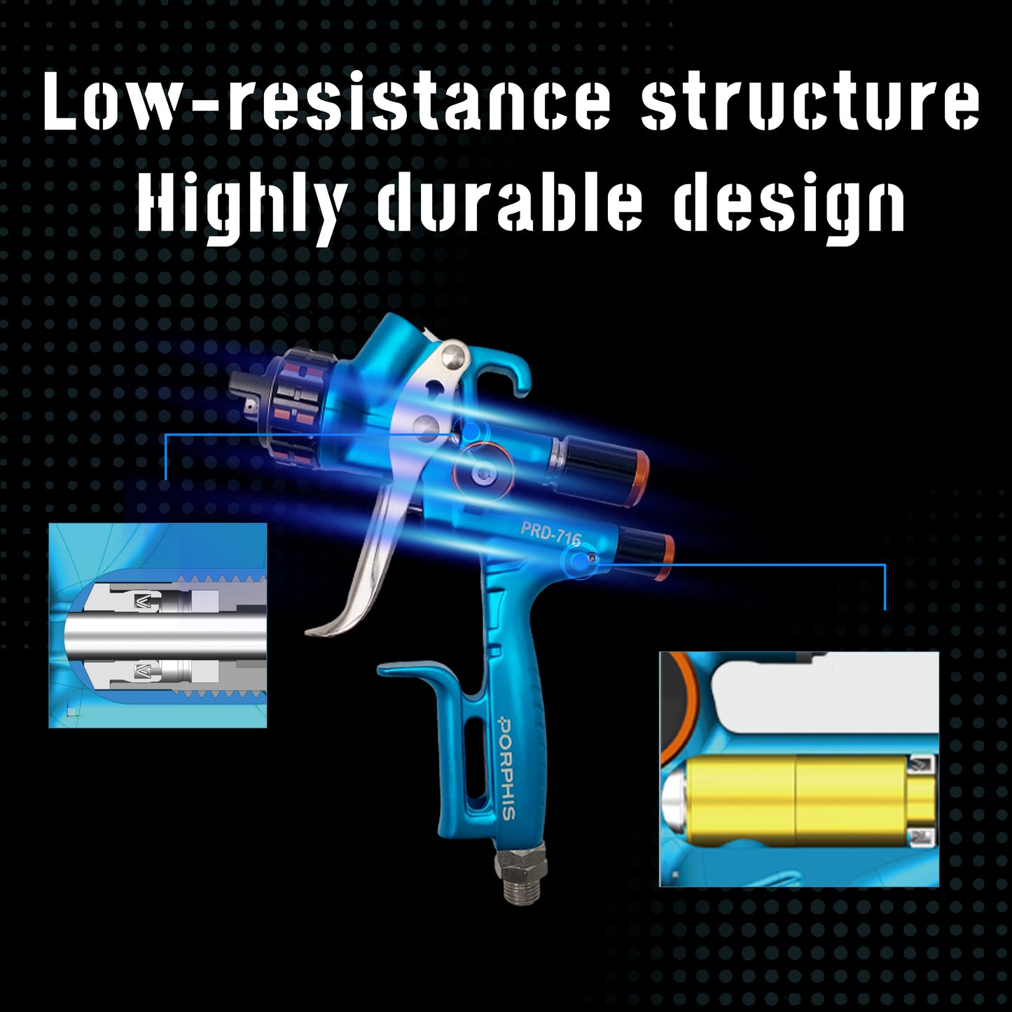 Porphis PRD-716 HVLP Nozzle 1.3mm Professional Spray Gun