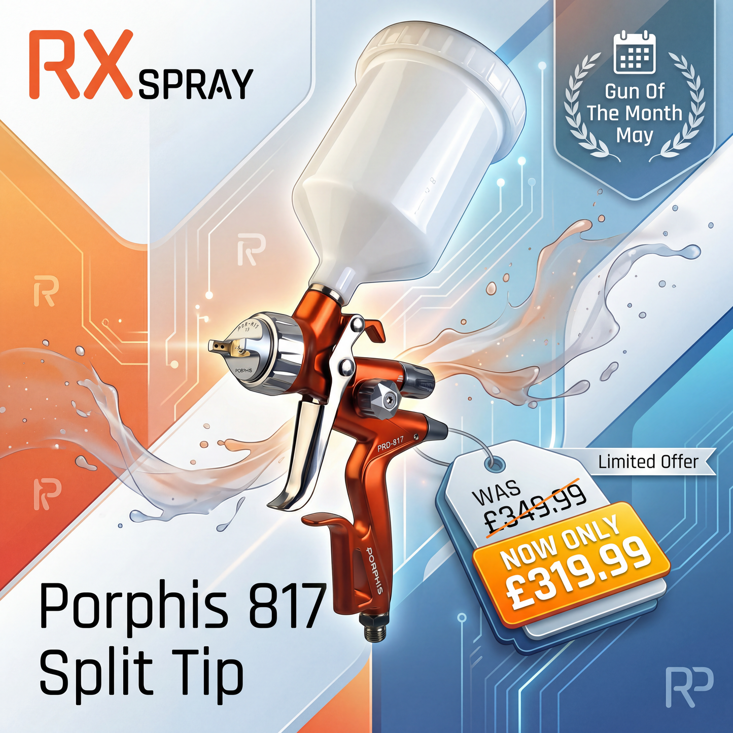 Porphis PRD-817 VS Split Tip 1.3mm Professional Spray Gun - Gun Of The Month May