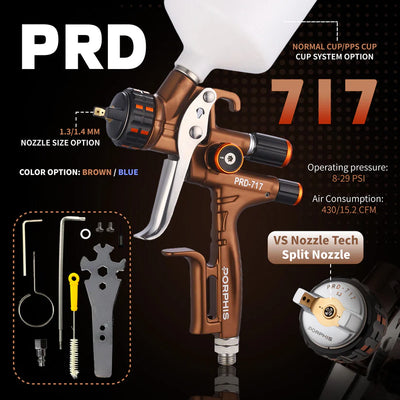Porphis Professional Full System Spray Gun Bundle - PHS-155, PRD-715, PRD-717