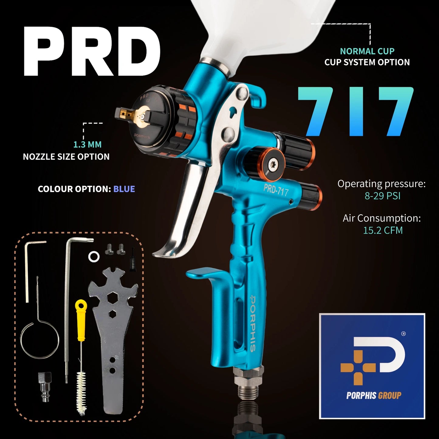 Porphis PRD-717 VS Split Nozzle 1.3mm / 1.4mm Professional Spray Gun